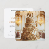 SCHÖNER GOLD 50. WEDDING JAHRESKUG EINLADUNG (Vorne/Hinten)