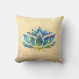 Schöner Gold-Blauer Lotus, Zen Kissen