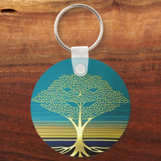 Schöner Goldbaum des Lebens Schlüsselanhänger (Rückseite)
