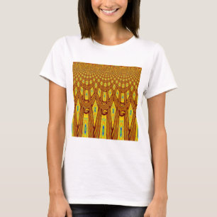 Schöner Golden Brown African Tribal Print Vektor T-Shirt