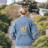 Schöner Golden Hummingbird und Blume mit Namen Jeansjacke