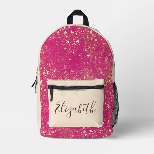 Schöner Golden Pink Glitzer Custom Initial Bedruckter Rucksack (Vorderseite)
