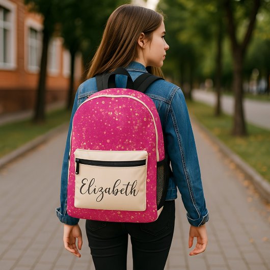 Schöner Golden Pink Glitzer Custom Initial Bedruckter Rucksack