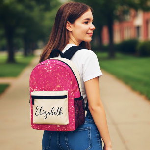 Schöner Golden Pink Glitzer Custom Initial Bedruckter Rucksack