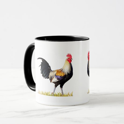 Schöner goldener Duckwing Amerikaner Gamcock Hahn Tasse (Vorderseite Links)