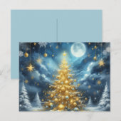 Schöner goldener Weihnachtsbaum blau Postkarte (Vorne/Hinten)