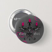 Schöner gotischer Candelabra auf grauem Grunge Button (Vorne & Hinten)