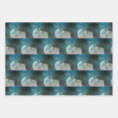 Schöner grauer Wolf im Dunkelwaldmuster Geschenkpapier Set (Vorderseite 2)