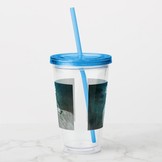 Schöner grauer Wolf in einem dunklen Wald Acryltrinkbecher (Links)