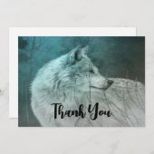 Schöner grauer Wolf in einem dunklen Wald Dankeskarte (Vorne/Hinten)