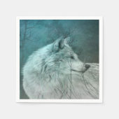 Schöner grauer Wolf in einem dunklen Wald Serviette (Vorderseite)