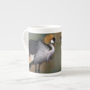 Schöner Gray Crowned Crane - Mignane Malerei Porzellantasse