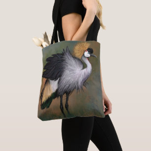 Schöner Gray Crowned Crane - Mignane Malerei Tasche
