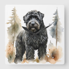 SCHÖNER GROSSER SCHWARZER RUSSISCHER TERRIERENHUND QUADRATISCHE WANDUHR