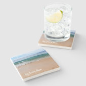 Schöner großer Strand auf Maui-Untersetzer Steinuntersetzer (Seitenansicht)