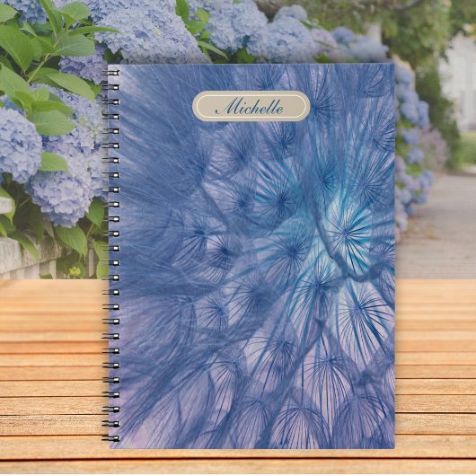 Schöner großer Wispy Blue Dandelion Notizblock
