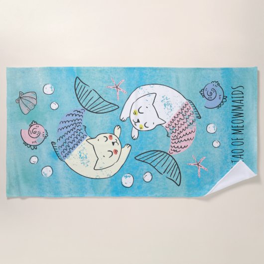 Schöner grüner Aquarell Tao von Meowmaids Strandtuch (Vorderseite)