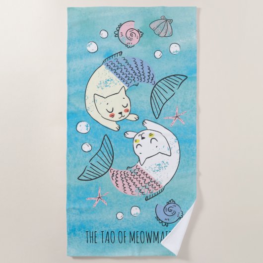 Schöner grüner Aquarell Tao von Meowmaids Strandtuch (Vorderseite)