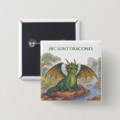 Schöner grüner Drache Button (Vorne & Hinten)