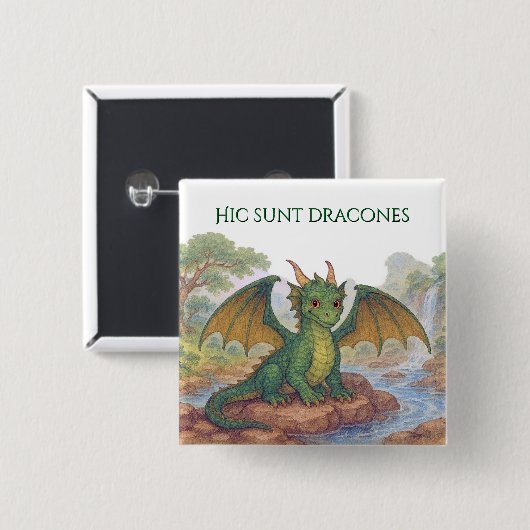 Schöner grüner Drache Button (Vorne & Hinten)