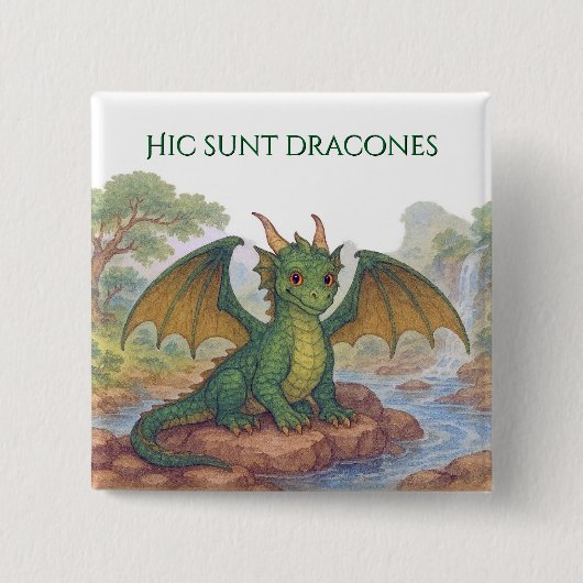 Schöner grüner Drache Button (Vorderseite)
