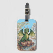Schöner grüner Drache Gepäckanhänger (Vorderseite Vertikal)