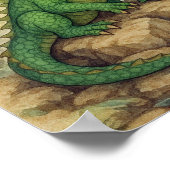 Schöner grüner Drache Poster (Ecke)