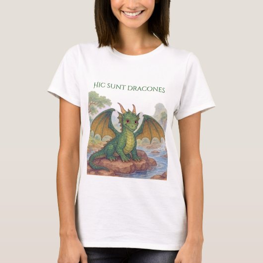 Schöner grüner Drache T-Shirt (Vorderseite)