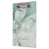 Schöner grüner Marmor und Glitzer Mit Monogramm Klemmbrett (Links)