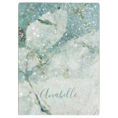 Schöner grüner Marmor und Glitzer Mit Monogramm Klemmbrett (Rückseite)