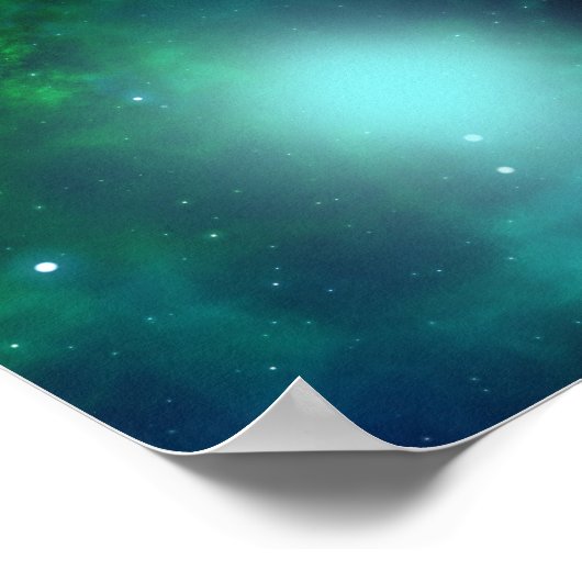 Schöner grüner Nebel voller Sterne Poster (Ecke)