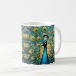 Schöner grüner und blauer Pfau Kaffeetasse