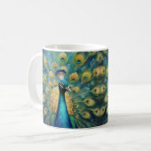 Schöner grüner und blauer Pfau Kaffeetasse (Vorderseite Links)