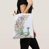 Schöner grüner Wasserfarben-Pfau Tasche (Von Nahem)
