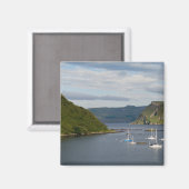 Schöner Hafen und Segelboote mit Reflexionen in Magnet (Vorderseite/Rückseite)