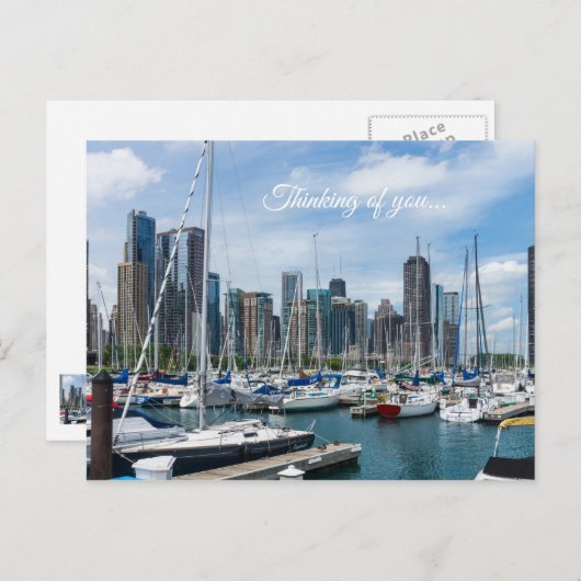 Schöner Hafen von Chicago, denken Sie an Sie Postk Postkarte (Vorne/Hinten)
