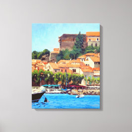 Schöner Hafen von Collioure in Blue Green Orange Leinwanddruck