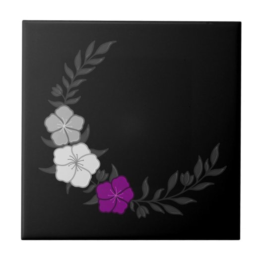 Schöner Halbmond subtiler asexueller Blume Fliese (Vorderseite)
