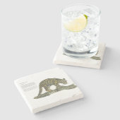 Schöner handgemalter, gefährdeter, getrübter Leopa Steinuntersetzer (Seitenansicht)