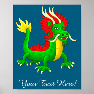 Schöner handgezeichneter chinesischer Drache Poster