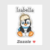 Schöner handgezogener Pinguin mit Schneebällen Aufkleber (Blatt)