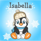 Schöner handgezogener Pinguin mit Schneebällen Aufkleber (Vorderseite)