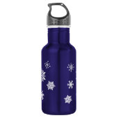 Schöner handgezogener Pinguin mit Schneebällen Edelstahlflasche (Rückseite)