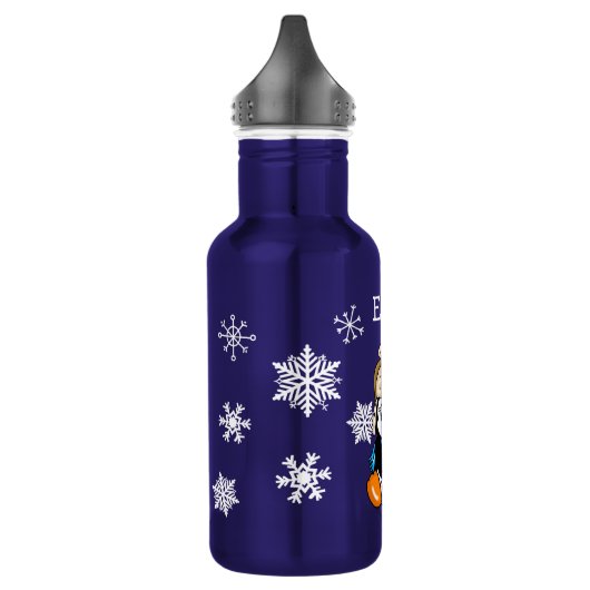 Schöner handgezogener Pinguin mit Schneebällen Edelstahlflasche (Links)