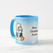 Schöner handgezogener Pinguin mit Schneebällen Tasse (Vorderseite Links)