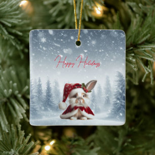 Schöner Hasen-Weihnachten Keramikornament