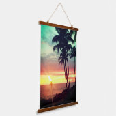Schöner Hawaiian Sunset Wandteppich Mit Holzrahmen (Gewinkelt)