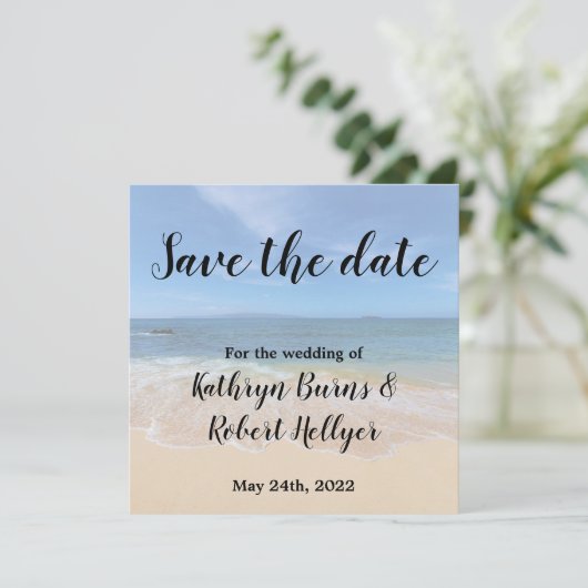 Schöner Hawaiianstrand Save the Date (Stehend Vorderseite)