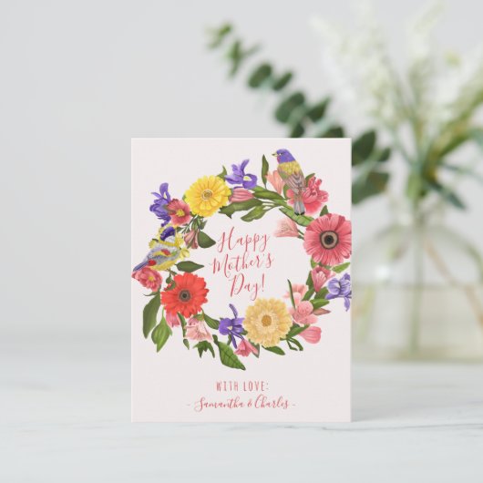 Schöner, heller Blumenreath zum Muttertag Karte (Stehend Vorderseite)