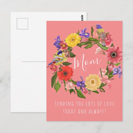 Schöner, heller Blumenreath zum Muttertag Postkarte (Vorne/Hinten)